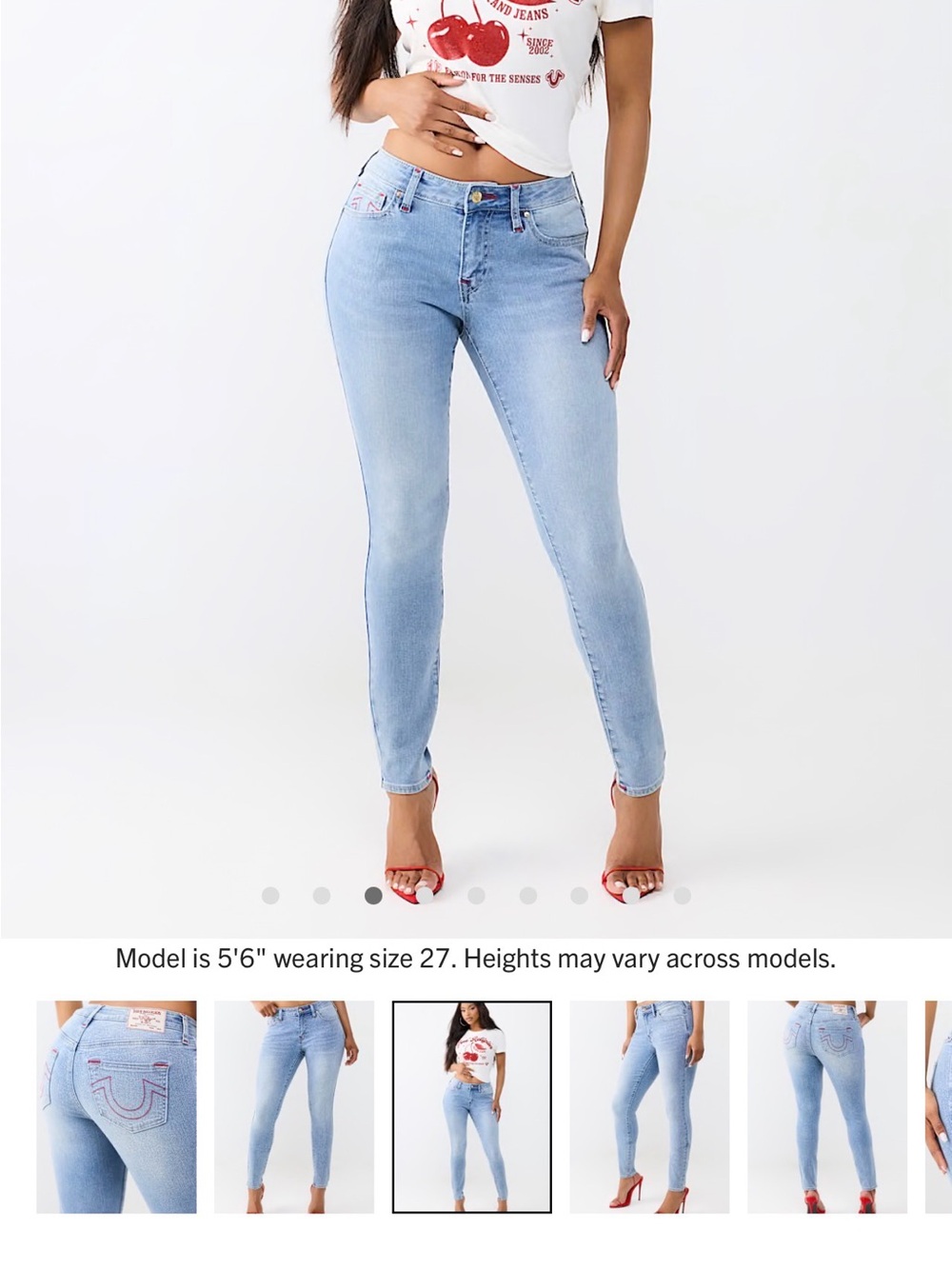 True Religion Light Wash Mid-Rise Skinny Jeans